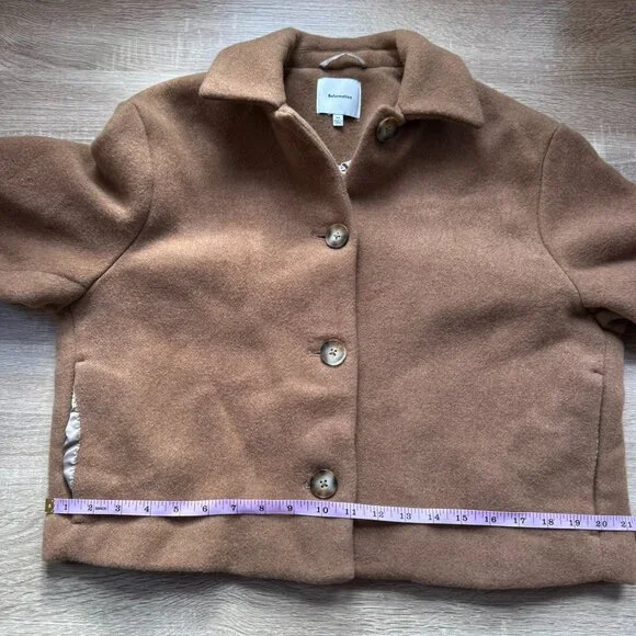 Reformation Enzo Jacket Wool Blend Short Tan Brown XS - Picture 12 of 15